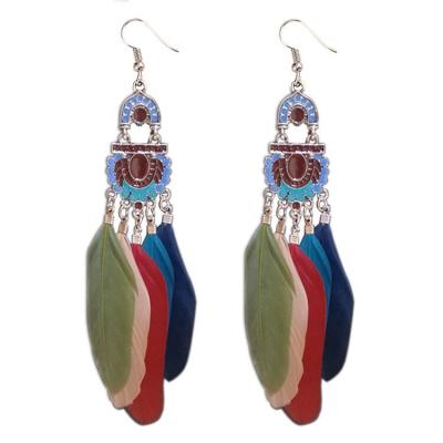 China BOHEMIA 2020 Women's Different Ethnic Feather Drop Earrings Long Long Boho Earrings For Women Jelery Accessories for sale