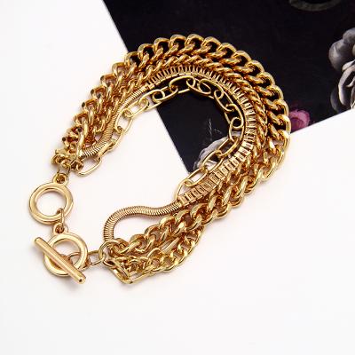 China Women Layered Crystal Bracelets Wholesale Trendy Three Link Chain Bracelets for sale