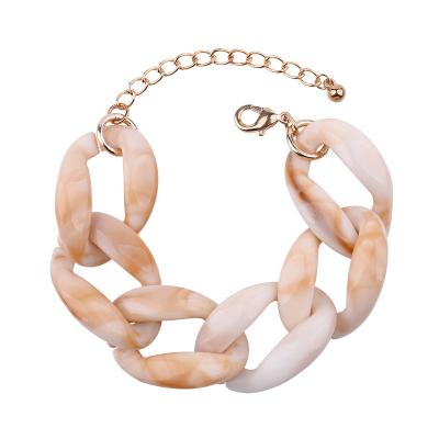 China Newest Fashion 2021 Big Chain Bracelet CLASSIC Cuban Neon Color Candy Acrylic Chain Bracelet For Women for sale