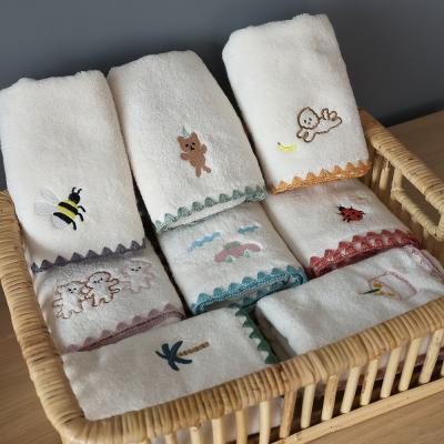 China Child Safe High Quality Luxury Plain Dyed and Embroidery Organic Cotton Bath Towel Set for sale