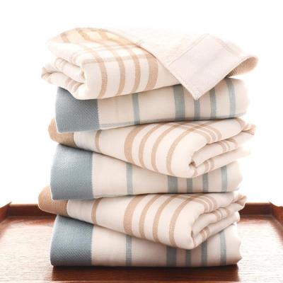 China Luxury high quality hotel extra large terry cotton gauze double-layer bath towel set safe for children for sale