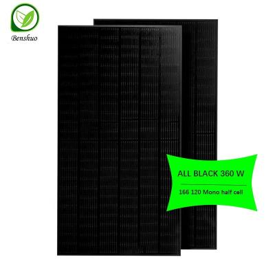 China Full Home Commercial Black Solar System Solar Panel Warehouse In Power 360W 370watt 380watt All Black Solar Panels for sale