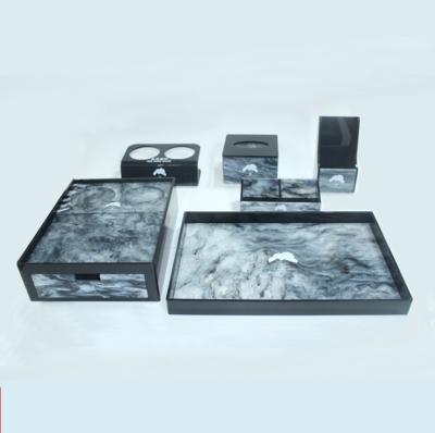 China Home Restaurant Logo Customization Hotel Bathroom Supplies Luxury Marble Hotel Set Drawer Acrylic Removable Storage Box Acrylic Tray for sale