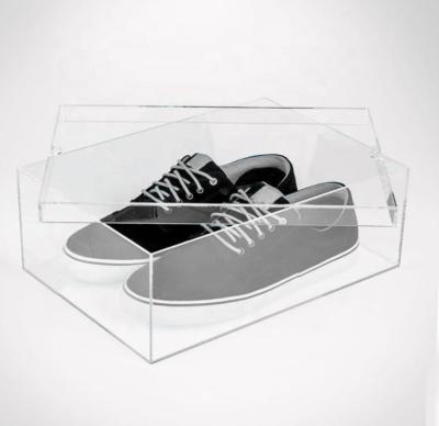 China OLEG Factory Price Wholesale Customized Luxury Shoe Crates Transparent Acrylic Shoe Box for sale