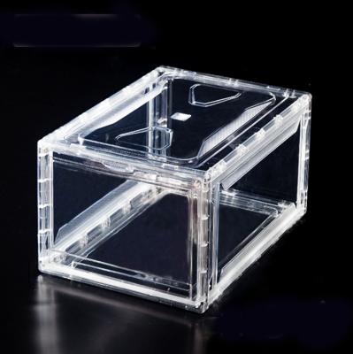 China Large Viable Clear Magnetic Stackable Drop Front Shoe Box for sale