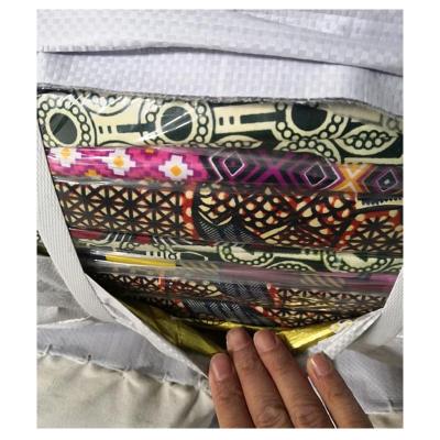 China Double Faced Factory Price Container 1-1.9yard Coupon Wax Two Face Polyester Stock African Ankara Print Fabric Pagne for sale