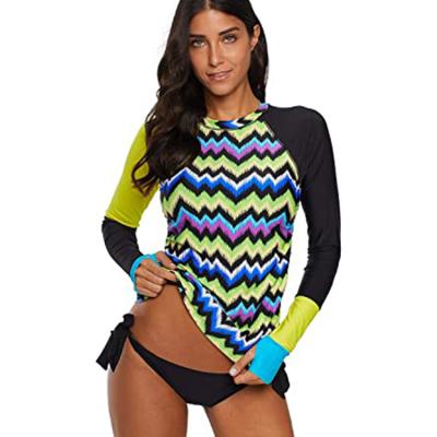 China Viable Women's Long Sleeves Athletic Swim Aztec Tankini Brash Guard Sets Swimsuit for sale