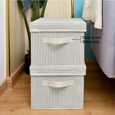 China Sustainable Storage Bins Rectangle Storage Box Tissue Storage Baskets Containers For Closet With Lids And Handle for sale