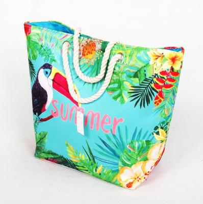 China Wholesale Custom Digital Handled Print Canvas Women Summer Beach Bag for sale