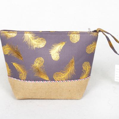 China Fashion Shopping Wholesale Gold Beach Jute Polyester Canvas Fabric Promotional Cosmetic Bag Tote Bag For Women for sale