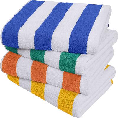 China 100% Soft and Quick Dry Ring Spun Cotton Large Pool Towels Beach Towel Stripe Hut Towels Bath Towels for sale