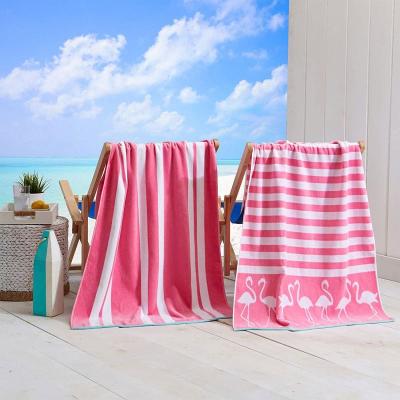 China Hot Sale Large100%Cotton Stripe Beach Towel Tassel QUICK DRY Printed Beach Towel for sale