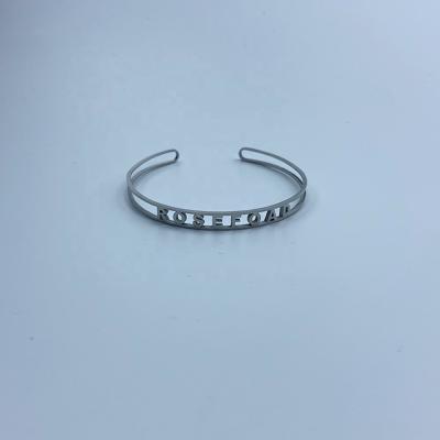 China Environmental Friendly Diy Women Alphabet Name Made Sliver Custom Cut Out Bracelet Stainless Steel Adjust Customize Name Bracelet for sale