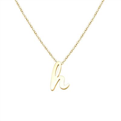 China Environmental Friendly Lucky Gold Plated Material Stainless Steel Necklace Antifading Letter H Clavicle Necklace for sale