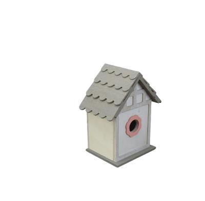 China Stocked Custom Color Painted Wooden Bird Cage Garden Decor Small Wooden Bird House for sale