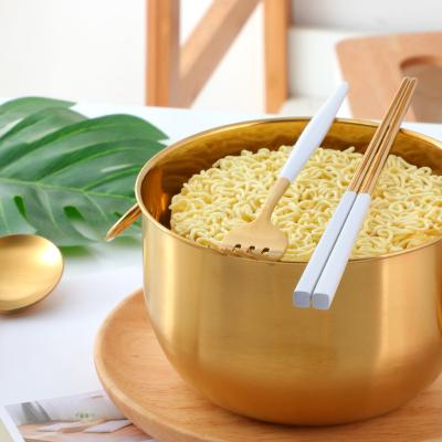 China Sustainable Kitchenware Stainless Steel Soup Instant Noodle Bowl With Lid And Handle for sale