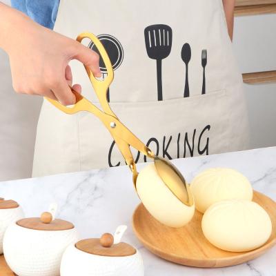 China 2021 Sustainable Cake Tongs Scissor Tongs Gold Colored Baking Food Cake Tongs Grill Kitchen Tools Bread Clips for sale