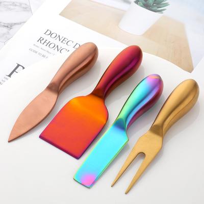 China Sustainable Kitchen Butter Tools Cheese Slicer Knife Cheese Cutter Spreader Stainless Steel Cheese Knife Set for sale