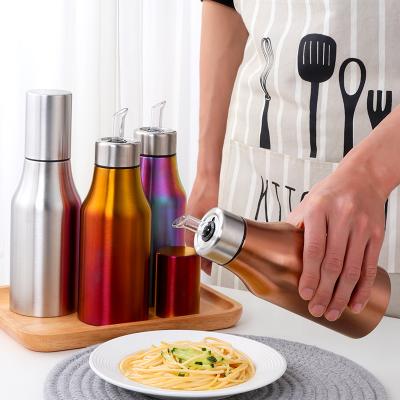 China Modern Kitchen Storage Container Stainless Steel Oiler Oliver Oil Vinegar Sauce Bottles for sale