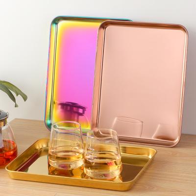 China Custom Multifunctional Wholesale Square Cafe Serving Stainless Steel Rolling Tray for sale