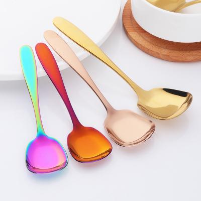 China Sustainable Flatware Set Shake Stainless Steel Gold Salad Bottom Serving Spoon for sale