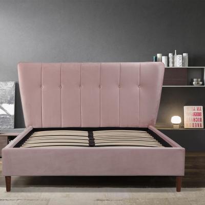 China Other Wave Design Modern Furniture Upholstered King Queen Size Room Tufted Bed With Steel Frame for sale