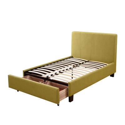 China Other OEM Factory Modern Velvet Fabric Queen Size Bed Frame For Bedroom Furniture Solid Wood Thicken Bed Slat 5.0 for sale