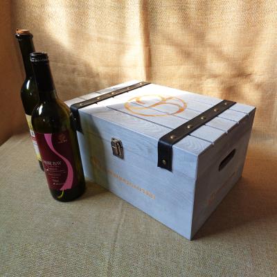 China Handmade Wooden Storage Boxes Wholesale Wine Box Gift Wooden Wine Box Carrier for sale