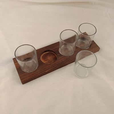 China High quality eco-friendly longgao custom 4 holes pallet pulled wooden beer cup holder beer cup serving tray for sale