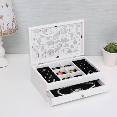 China High Quality Aseptic Jewelry Storage Box Customized Multilayer Wooden Jewelry Box With Mirror Jewelry Box for sale