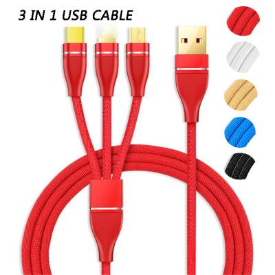 China Speed ​​Usb Fast Charging Fast Charging Cable 1.2M 4FT One Hinder Three Phnom Penh 2A Charging Cable For i11Pro USB Android Micro Fast Charging Type C for sale