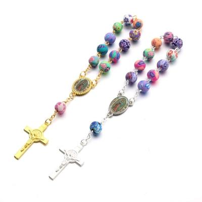 China Hot Selling Fashion Jewelry Decoration Pottery Jewelry Popular Soft Rosary Bracelet Christian Catholic Cross Wholesale for sale