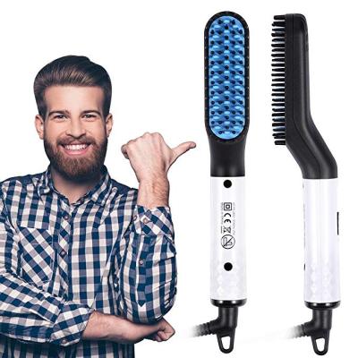 China Two-in-One Comb Design Multifunctional Beard Straightener Hair Comb Brush For Men's Electric Ionic Fast Passionate Hair Styler Portable Travel Brush for sale