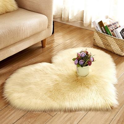 China Washable Fluffy Artificial Sheepskin Wool Rug Carpet Love Heart Fluffy Carpet No Fluffy Carpet Living Room for sale