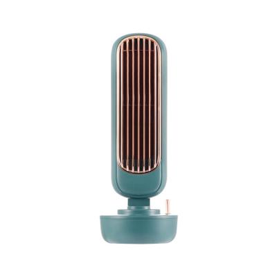 China Innovative Design Tower Shape Design 2 in 1 Water Mist Fan USB Electric Micro Fan Air Conditioning Cooling Humidifier for Desktop for sale