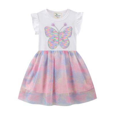 China Wonderful Anti-wrinkle spring factory price workmanship pink and fine butterfly children girl white dress for sale