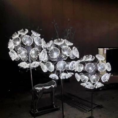 China China Popular Products Big Dandelion Metal Stainless Steel Dandelion Lights Sculpture Statue for sale