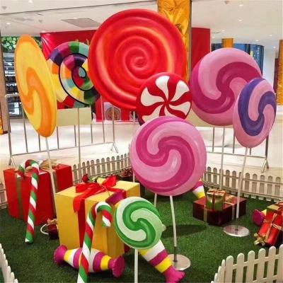 China Europe Hottest Selling Pop Art Sculpture Candy Fiberglass Resin Lollipop Sculpture In Stock for sale