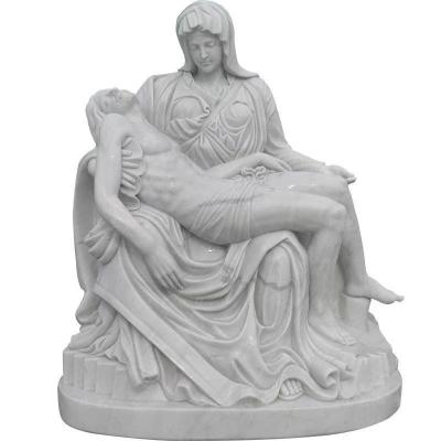 China Factory Modern Custom Made Marble Stone Statue Female Mary Holding Her Sculpture For Church Decoration for sale