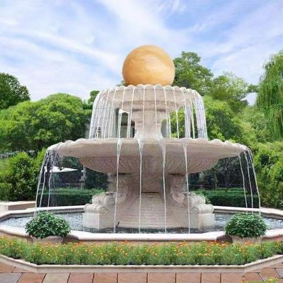 China Modern Natural White Marble Stone Fountain Creative Design Style Stone Fountain for Outdoor Garden Decor for sale