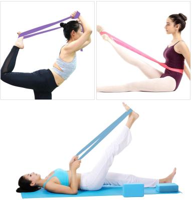 China Exercise Body Sculpting Yoga Equipment Stretching Belt Yoga Exercise Stretch Strap With Loops for sale