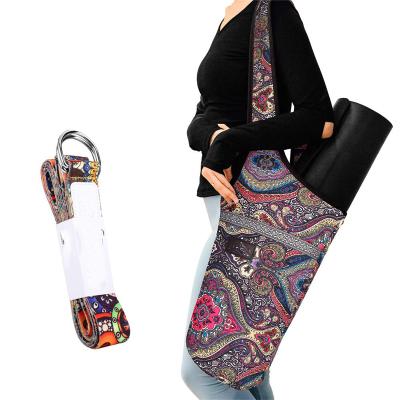 China Durable Fashion Canvas Yoga Mat Carry Bags Portable Large-Capacity Storage Floral Yoga Mat Bag for sale