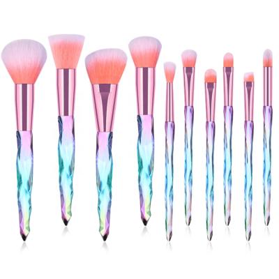 China Sialia Crystal Handle 10pcs Makeup Set Brush Long Lasting Pink Color for sale