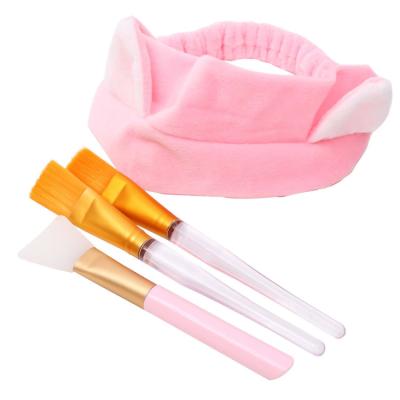 China Custom Flat Brush Private Label Silicone Professional Face Application Makeup Set Nylon Hair Mask Brush Facial Massager for sale