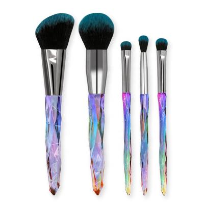 China Angular Blush Sialia Wholesale Private Label 5 Pcs Glitter Crystal Handle Makeup Brush Set High Quality Make Up Brushes Kit for sale