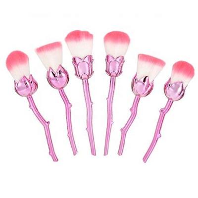 China best selling synthetic cosmetic skin-friendly pro products high quality gold 6 pieces makeup brush custom beauty Rose for sale