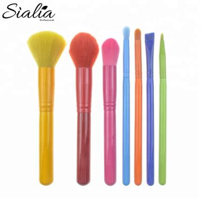 China Beauty Care Make Tools Sialia Cheap Colored Red Foundation Shaving 7pcs Make Up Eyeshadow Blending Set Brushes For Makeup for sale