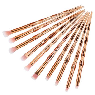 China Angular Blush Sialia 10pcs Rose Gold Eye Makeup Brush Set Diamond for sale