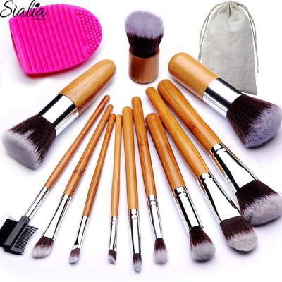 China China Suppliers Cheap Tools Kit Smudge Brush Sialia 12pcs Professional Makeup Base Kabuki Brush Kit With Brush Egg And Tissue Bag for sale