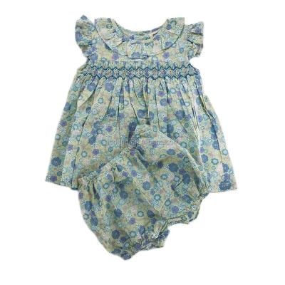 China Newborn Baby Toddler Baby Clothes Sets Summer Breathable Kids Clothes For Girls Casual Smocked Dress Flower Kids Wholesale for sale